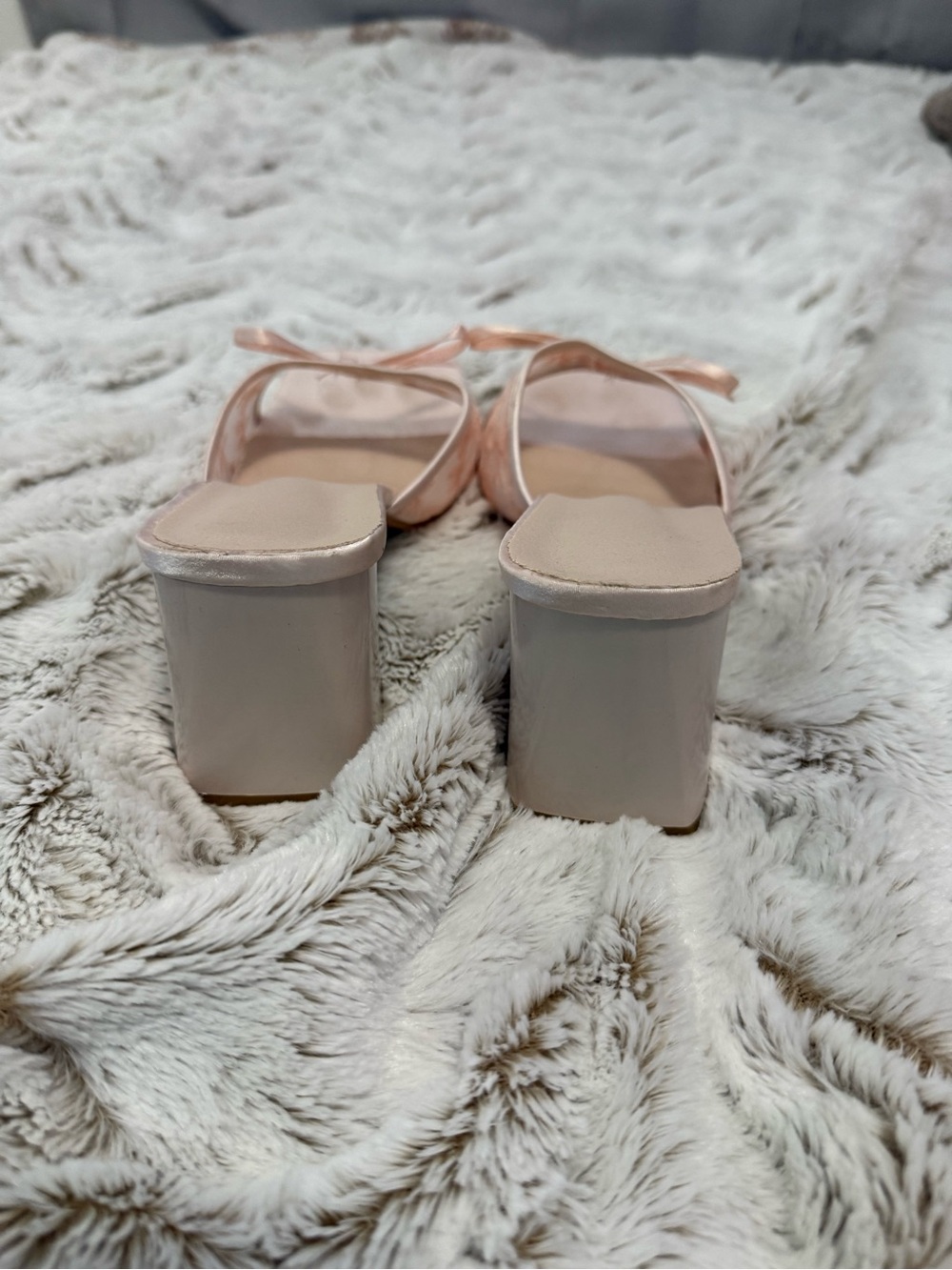Women's Blush Pink Square Heel Sandals